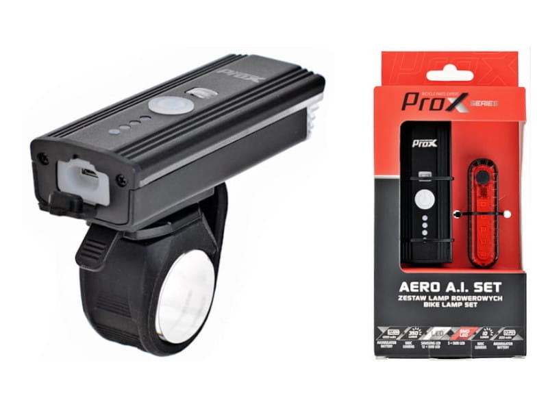 Zestaw lampek rowerowych PROX AERO A.I. set 350lm usb, pilot, sensor, 1200 mah  5905247012210-2.jpg