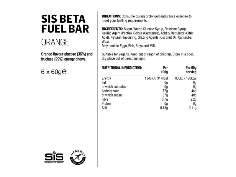 Baton Energetyczny SIS Beta Fuel Chews Energy Bar Orange